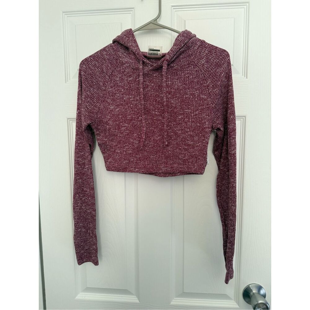 Gymshark Cropped Hooded Sweatshirt Small Purple Heathered Women's Long Sleeve